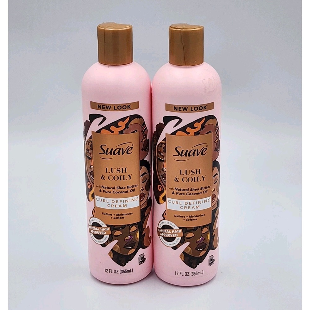 2 Bottles Suave Natural Shea Butter & Coconut Oil Curl Defining Cream 12 oz New